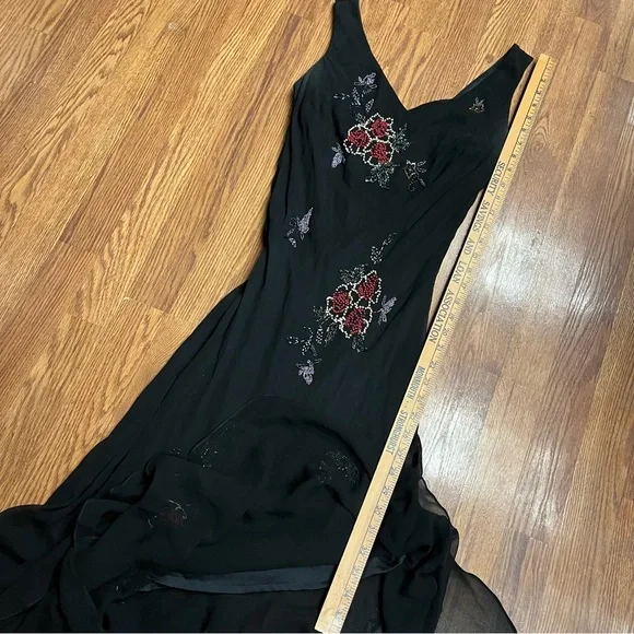 Vintage 90’s Y2K 100% Silk Dress Silk Slip Dress Fairy Beaded Dress Embroidered - Picture 9 of 17